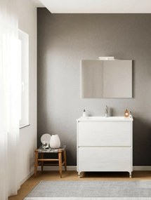 Lisbona 80cm-es 2 fiókos fürdőszobaszekrény fehér tölgy + mosdó