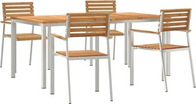 vidaXL Kert étkező szett 5 pcs Barna Tömör Teakfa