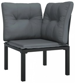 vidaXL 3 részes fekete szürke polyrattan kerti ülőgarnitúra