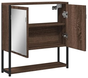barna tölgy szerelt fa tükrös fürdőszobaszekrény 60x16x60 cm