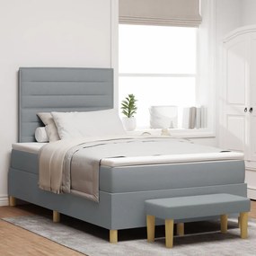 Box Spring Ágy Matraccal és Pad Light Grey 120x190 cm Szövet