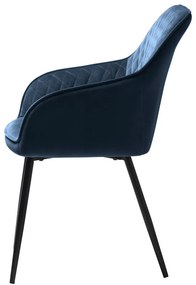 Kék kárpitozott karfás étkezőfotel Milton – Unique Furniture