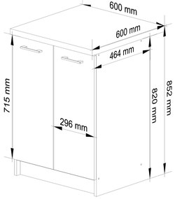 Alsó konyhaszekrény Ozara S60 2D (fehér + fényes cappuccino). Akció -15%. 1071110