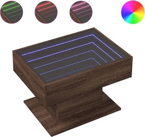 vidaXL barna tölgy szerelt fa dohányzóasztal LED-del 70 x 50 x 45 cm