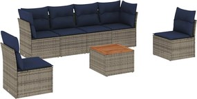 vidaXL 7 részes szürke polyrattan kerti ülőgarnitúra párnákkal