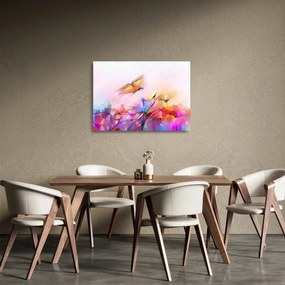 Kép - pillangó a virág felett, absztrakció (üvegen) (70x50 cm)