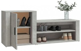 betonszürke szerelt fa cipőszekrény 130x35x54 cm