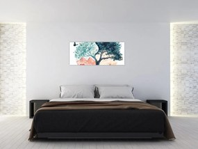 Kép – Akvarellfa tele élettel (120x50 cm)