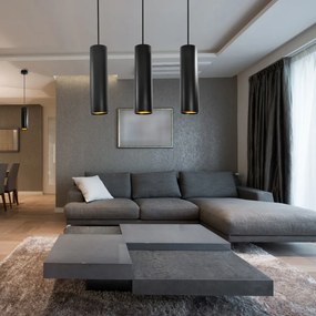 POLUX 307576 LATI Hengeres Függesztett Lámpa Fekete, Arany GU10 IP20