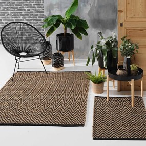 Fekete-natúr színű szőnyeg 120x170 cm Zigzag – douceur d'intérieur