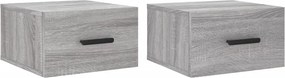 vidaXL 2 db szürke sonoma falra szerelhető éjjeliszekrény 35x35x20 cm