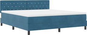 vidaXL LED Box Spring Ágy matracmal Sötét kék 180 x 200 cm Bársony