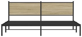 sonoma tölgy színű fém ágykeret matrac nélkül 200 x 200 cm