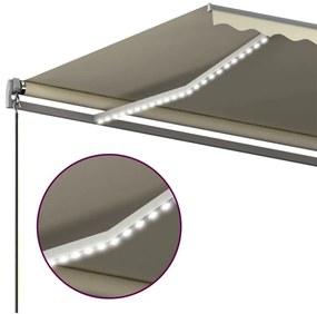 krémszínű automata szélérzékelős és LED-es napellenző 450x350cm