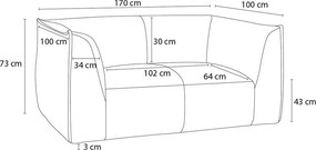 Sötétszürke kordbársony kanapé 170 cm Giorgia – Bobochic Paris