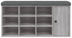 szürke sonoma színű szerelt fa cipőtároló pad 102 x 32 x 50 cm