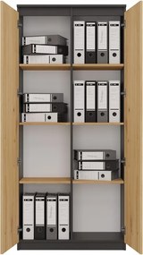 MIX RS-80 Bily gardróbszekrény, antracit-tölgy