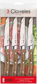 3 Claveles Hússzeletelő Kés Készlet, 4 Darabos, Fogazott Pengével
