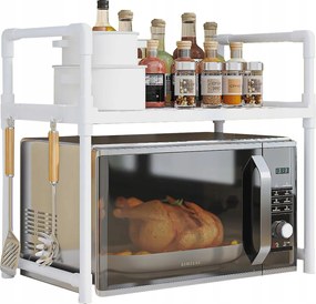Konyhai Polc mikrohullámú sütő alá Organizer Szekrény Fehér 2szintes 48cm Könyvespolc