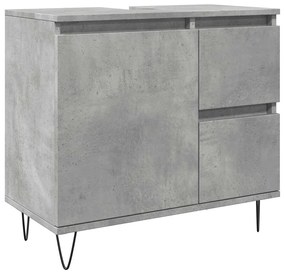 Betonszürke szerelt fa fürdőszobai mosdószekrény 65x33x60 cm