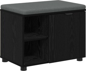 vidaXL Előtér pad Fekete Tölgy 60 x 38 x 46 cm Műanyag Fa és Szövet