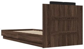 barna tölgyszínű szerelt fa ágykeret fejtámlával 100 x 200 cm