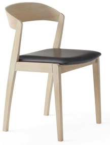 SM825 design szék, fekete bőr, olajozott fehérített tölgy láb