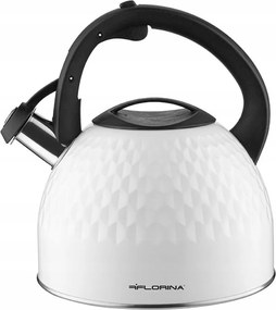 Hagyományos Acél Fém Vízforraló Síppal Diamond Indukciós 2,5L Fehér