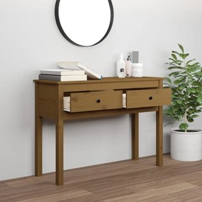 mézbarna tömör fenyőfa tálalóasztal 100 x 35 x 75 cm