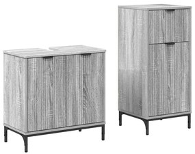 Fürdőszoba bútor szett 2 pcs Szürke sonoma 39.5 x 36 x 88 cm