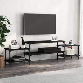 Fekete szerelt fa TV-szekrény 197x35x52 cm
