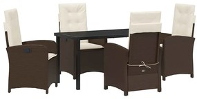 vidaXL Kert étkező szett párnával 5 pcs Barna polirattan