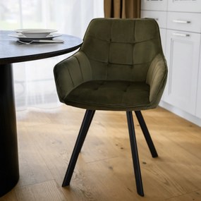 Design fotel, zöld Velvet/fekete, PETIN