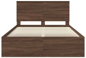vidaXL Ágykeret fejtámlával Barna Tölgy 140 x 200 cm Tömör fenyőfa