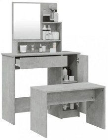 betonszürke színű fésülködőasztal-szett 86,5 x 35 x 136 cm