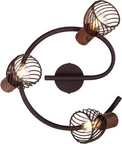 Globo 54817-3 Spot fém rozsdabarna sötét fa megjelenésű betéttel. Ø:280, H:160, exkl. 3xE14 40W 230V