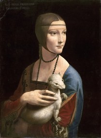 Vinci, Leonardo da - Festmény reprodukció The Lady with the Ermine (Cecilia Gallerani), c.1490, (30 x 40 cm)