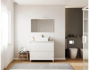 Lisbona 100cm-es 2 fiókos fürdőszobaszekrény fehér tölgy &amp; beton