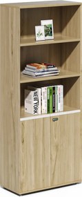 Houseland Profit Pro 04 magas irodai szekrény, natúr tölgyfa