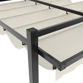 krémszínű alumínium kerti pavilon behúzható tetővel 3 x 3 m
