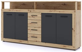 XXL/LUNA Komód Artisan Tölgy/Fekete Színben