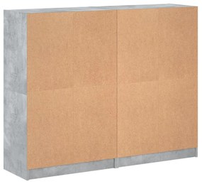 betonszürke szerelt fa könyvespolc ajtókkal 136 x 37 x 109 cm