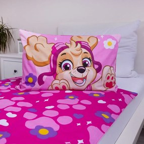 Rózsaszín pamut gyerek ágyneműhuzat babaágyhoz 100x135 cm Paw Patrol "Pawsome friendships grow" – Jerry Fabrics