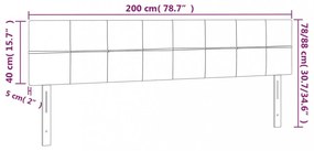 sötétszürke bársony LED-es fejtámla 200x5x78/88 cm