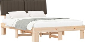 vidaXL Ágykeret Kárpitozott Fejtámlával Tópszínű 150 x 200 cm