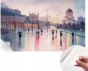 Öntapadós tapéta Fali furnér 3D hatás Esős séta 416x254 cm