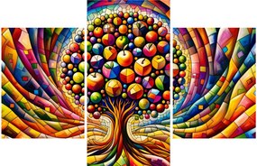 Kép – Színes fa almákkal (90x60 cm)
