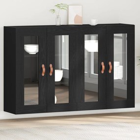 Fali Szekrények 2 db Fekete Tölgy 69,5x34x90 cm Gyártott Fa