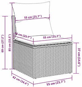 4 részes bézs polyrattan kerti ülőgarnitúra párnákkal