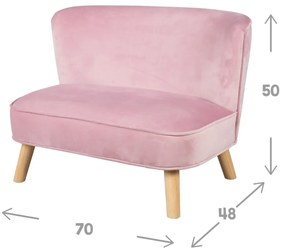 Világos rózsaszín bársony gyerek kanapé 70 cm Lil Sofa – Roba